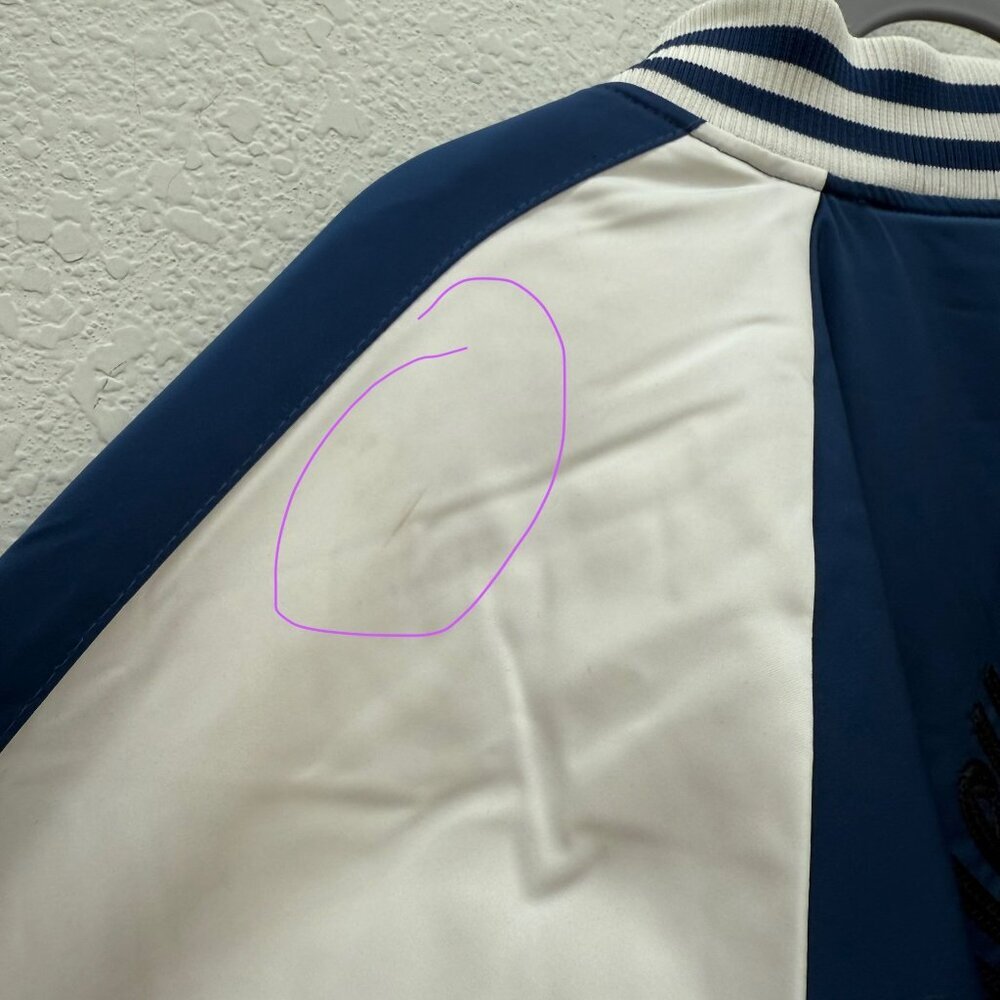 Harley Davidson Ensign Blue White Club Crew Satin Bomber Jacket Mens size 3XL - Picture 11 of 15